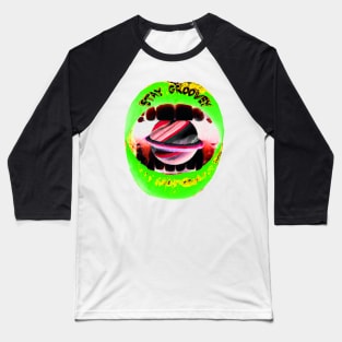 Stay groovy - Hybrid green retro lips Baseball T-Shirt